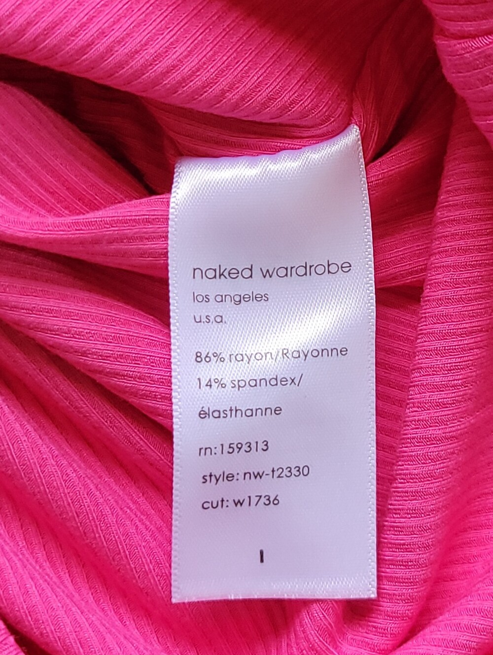 Naked Wardrobe NWOT Hot Pink Ribbed 1/2 Zip Crop Mock Neck Top Y2K Baddie L - Picture 9 of 12